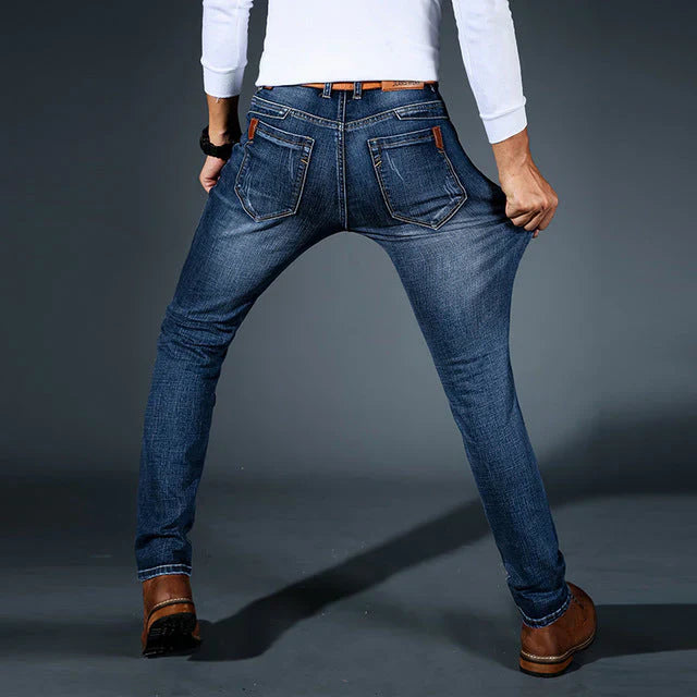 Jeans fuselés extensibles 4 directions de qualité supérieure pour hommes