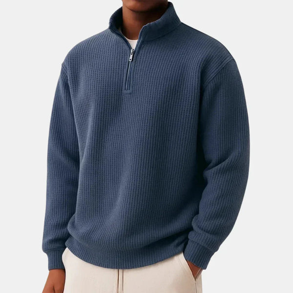 Pull en maille côtelée à demi-zip pour homme