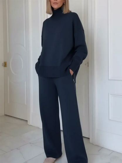 Ensemble Femme Haut de Voyage à Col Montant avec Zip Latéral & Pantalon Droit