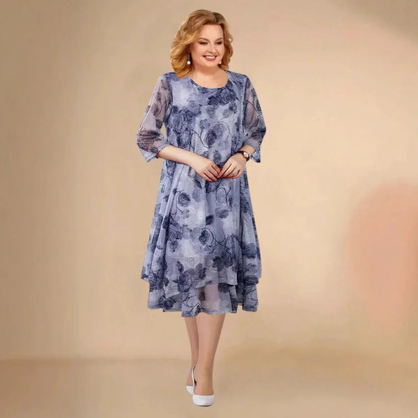 Robe asymétrique à volants en mousseline à fleurs pour femme