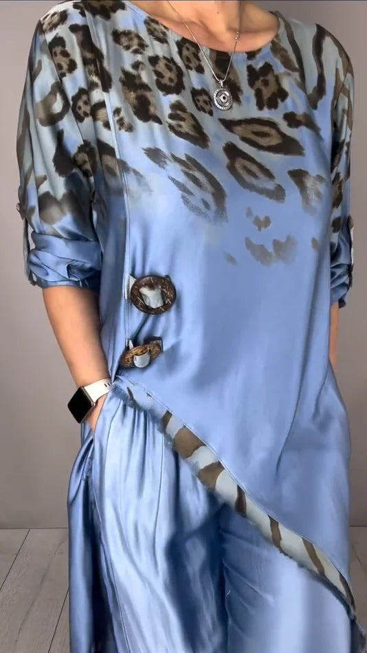 Ensemble tunique imprimée légère et pantalon large pour femme