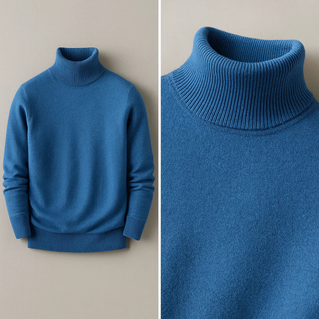 Pull confortable à col roulé en maille douce pour homme