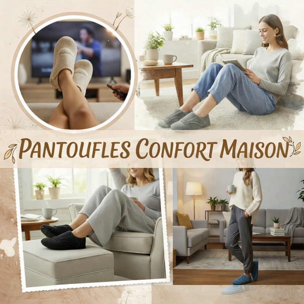 Pantoufles d'intérieur chaudes et ajustables pour femmes, coupe large