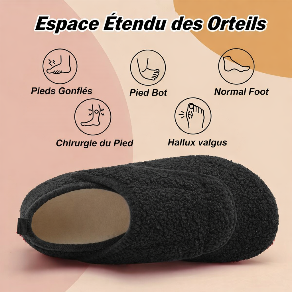 Pantoufles d'intérieur chaudes et ajustables pour femmes, coupe large