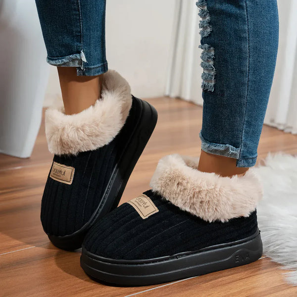 Pantoufles d'intérieur chaudes et moelleuses d'hiver, antidérapantes