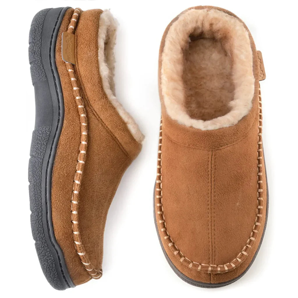 Mocassins antidérapants en peluche pour hommes : chauds et à bout large