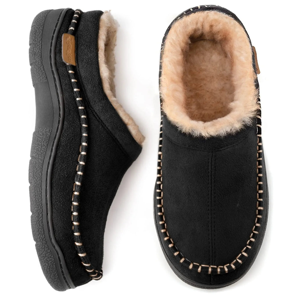 Mocassins antidérapants en peluche pour hommes : chauds et à bout large