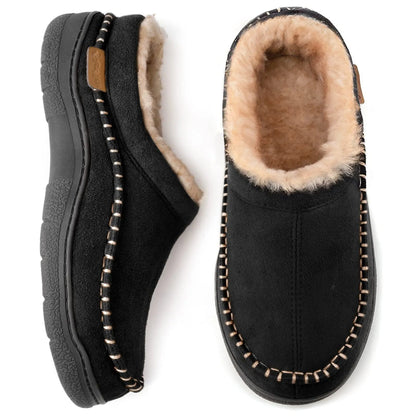 Mocassins antidérapants en peluche pour hommes : chauds et à bout large