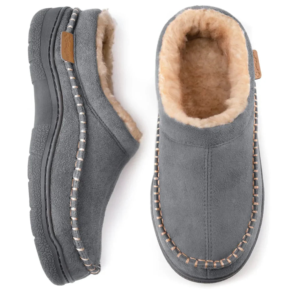 Mocassins antidérapants en peluche pour hommes : chauds et à bout large