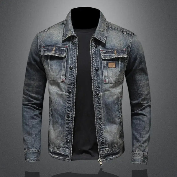 Veste en jean classique zippée pour homme