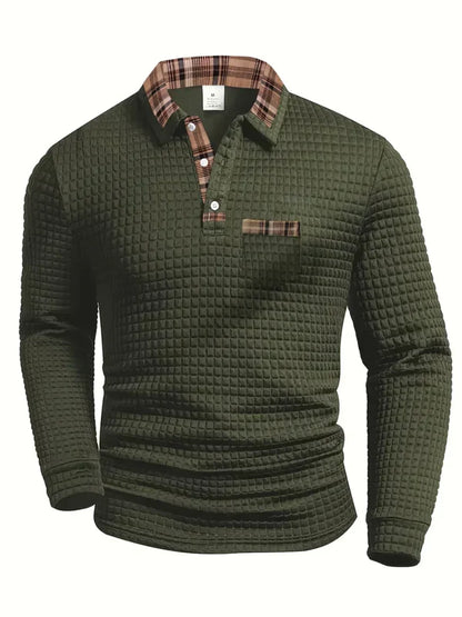 Pull à manches longues en maille texturée classique pour homme