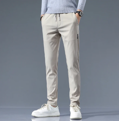 Pantalon slim droit pour homme en mélange de coton