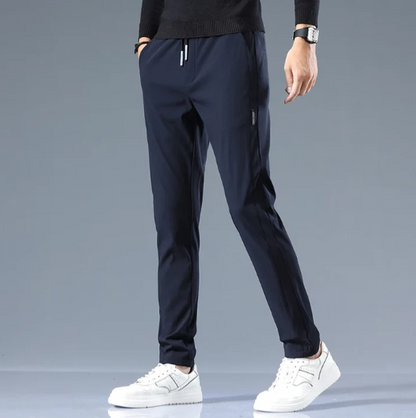 Pantalon slim droit pour homme en mélange de coton