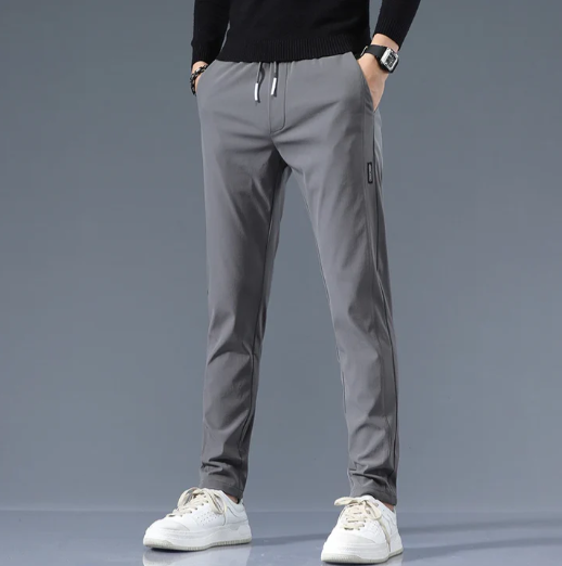 Pantalon slim droit pour homme en mélange de coton