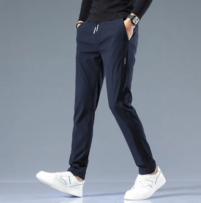 Pantalon slim droit pour homme en mélange de coton