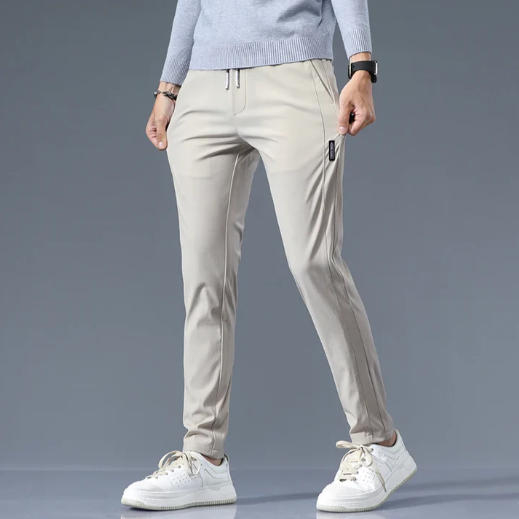 Pantalon slim droit pour homme en mélange de coton