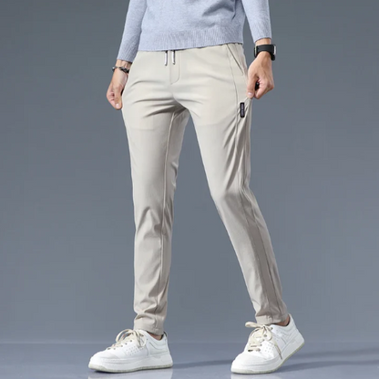 Pantalon slim droit pour homme en mélange de coton