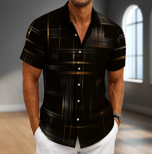 Chemise boutonnée légère en mélange de soie pour homme