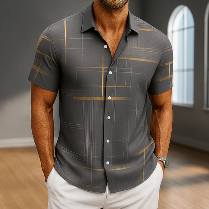 Chemise boutonnée légère en mélange de soie pour homme