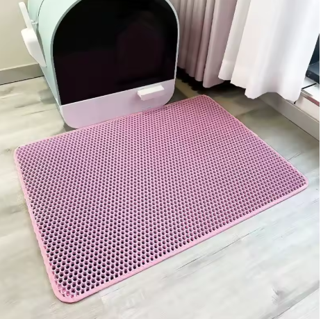 Tapis antidérapant double couche pour bac à litière pour chat