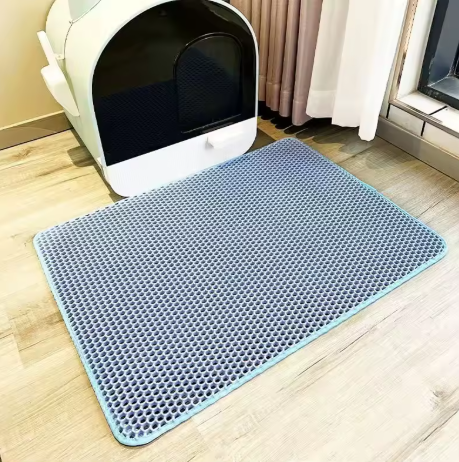 Tapis antidérapant double couche pour bac à litière pour chat