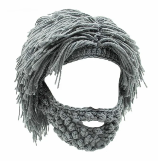 Perruque tricotée d'hiver et bonnet à barbe