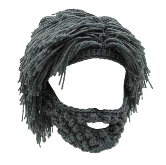 Perruque tricotée d'hiver et bonnet à barbe