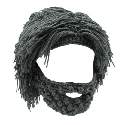 Perruque tricotée d'hiver et bonnet à barbe