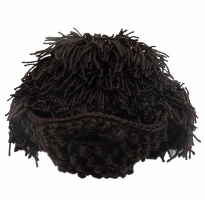 Perruque tricotée d'hiver et bonnet à barbe