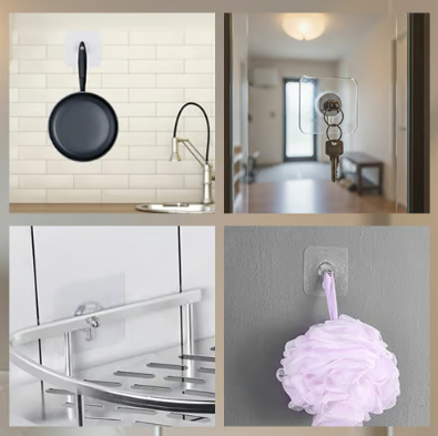 Ensemble de crochets muraux adhésifs transparents sans perçage