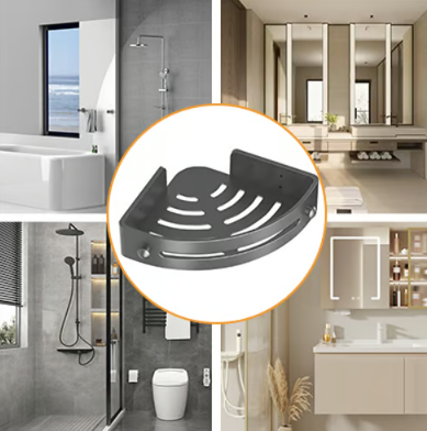 Étagère de rangement d'angle adhésive pour salle de bain