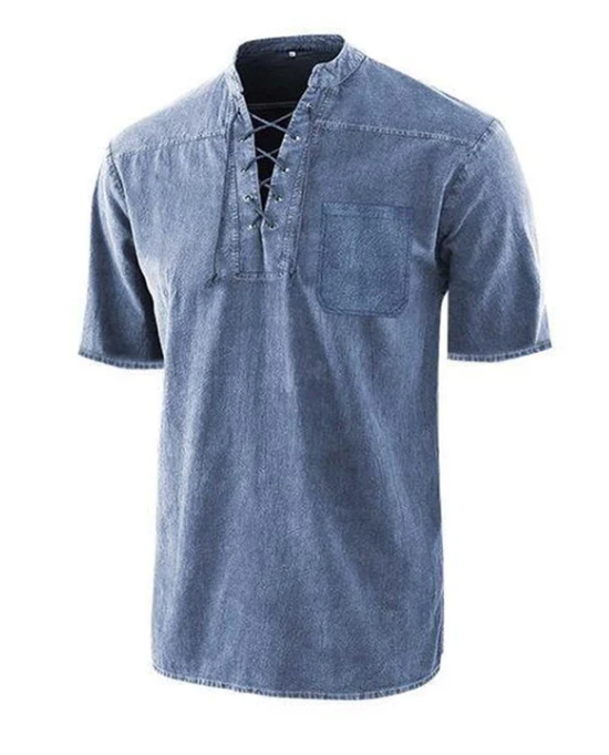 T-shirt d'été décontracté pour homme avec détails en dentelle vintage