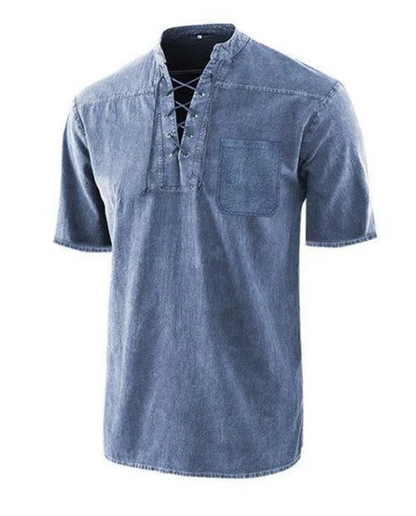 T-shirt d'été décontracté pour homme avec détails en dentelle vintage