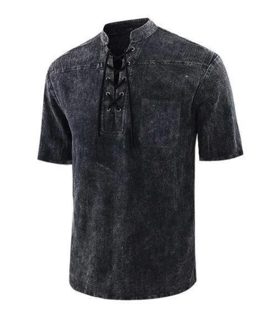 T-shirt d'été décontracté pour homme avec détails en dentelle vintage