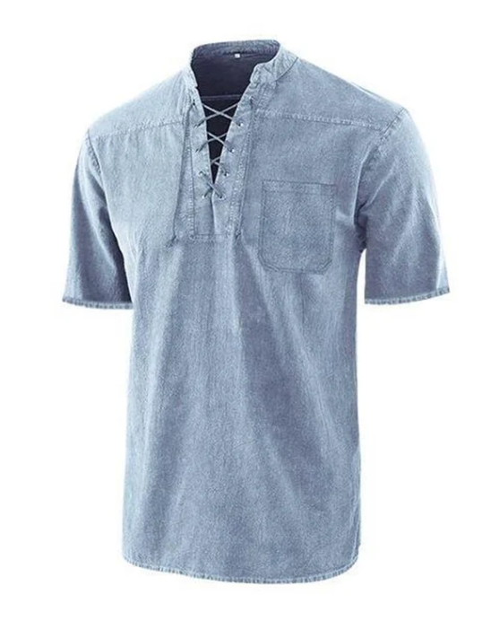 T-shirt d'été décontracté pour homme avec détails en dentelle vintage