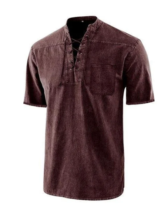 T-shirt d'été décontracté pour homme avec détails en dentelle vintage