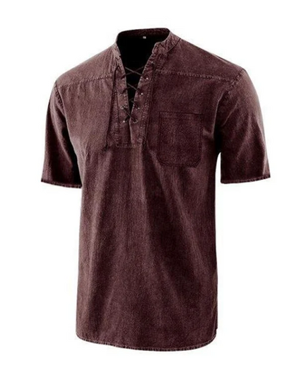 T-shirt d'été décontracté pour homme avec détails en dentelle vintage