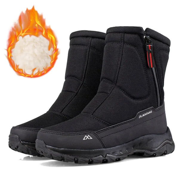 Bottes de neige imperméables, isolées et zippées pour hommes, tout terrain