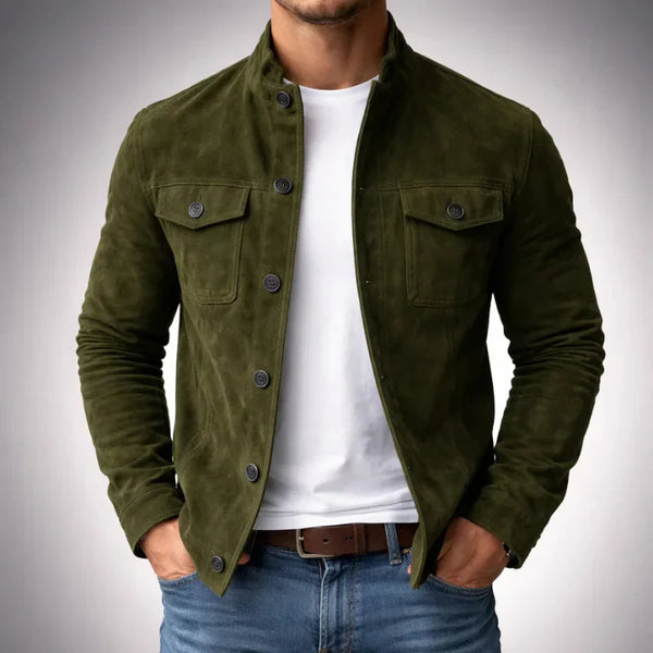 Veste en daim boutonnée pour homme