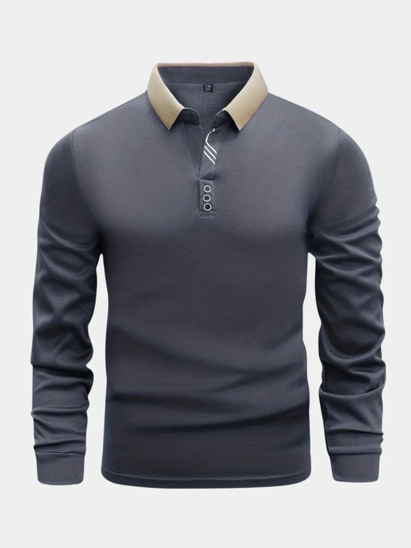Polo texturé à manches longues pour homme