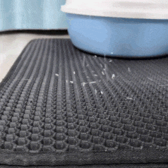 Tapis antidérapant double couche pour bac à litière pour chat