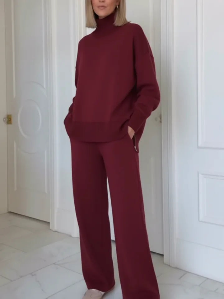 Ensemble Femme Haut de Voyage à Col Montant avec Zip Latéral & Pantalon Droit
