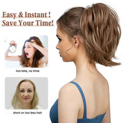 Postiche queue de cheval chignon haut avec pince à griffes synthétiques