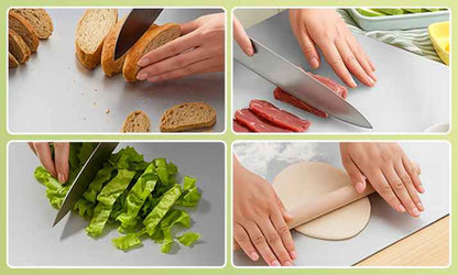 Planche à Découper de Cuisine en Acier Inoxydable Non Poreuse