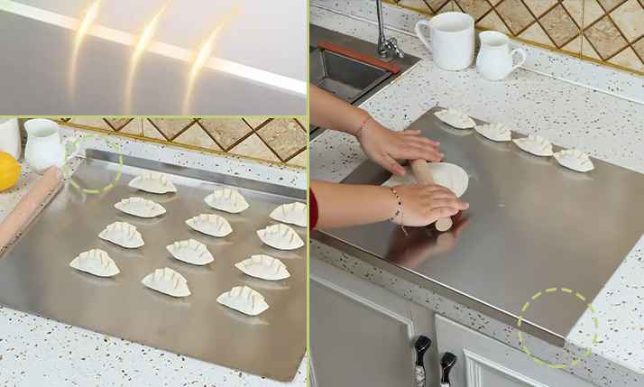 Planche à Découper de Cuisine en Acier Inoxydable Non Poreuse