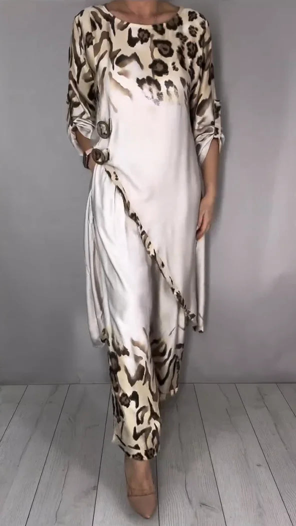 Ensemble tunique imprimée légère et pantalon large pour femme