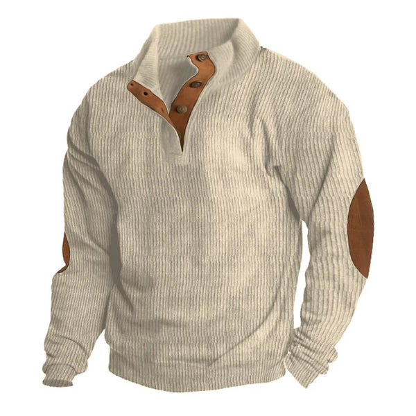 Sweat-shirt à manches longues et col montant pour homme, style décontracté d'extérieur