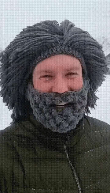 Perruque tricotée d'hiver et bonnet à barbe